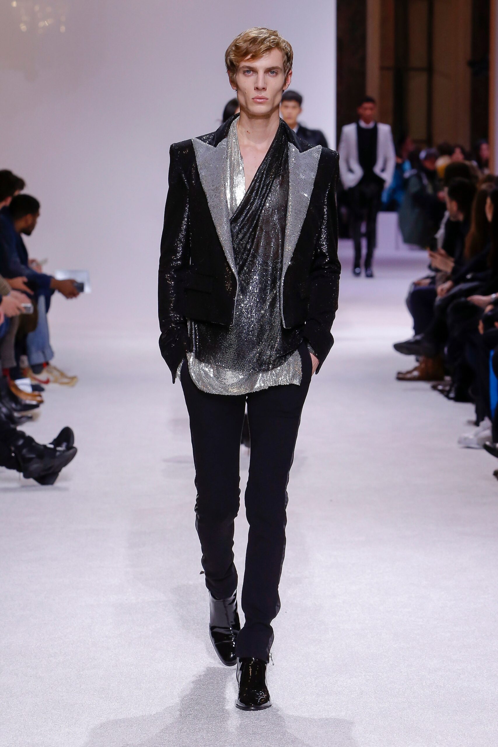 black and silver tailored blazer