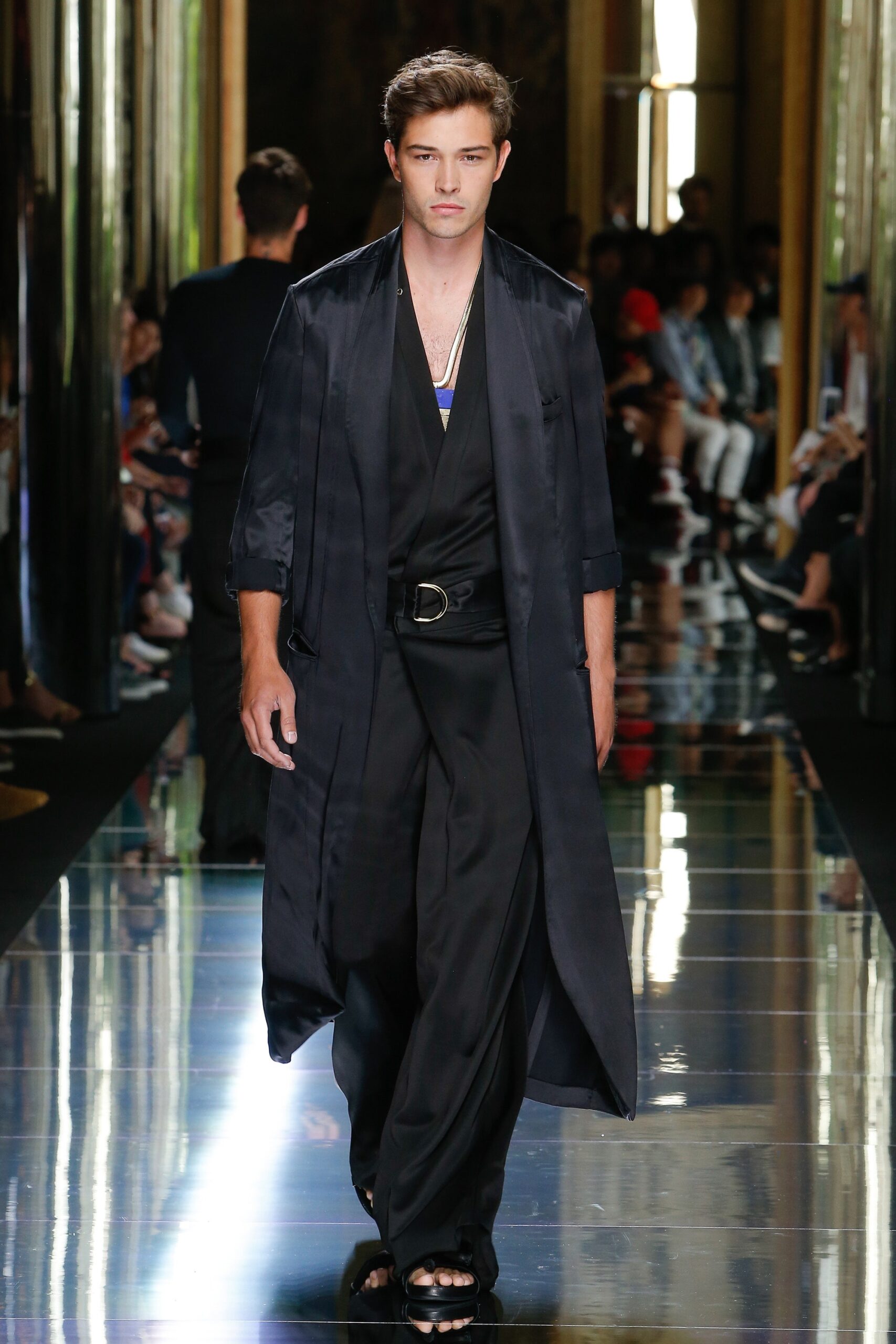 black silk coat and pants