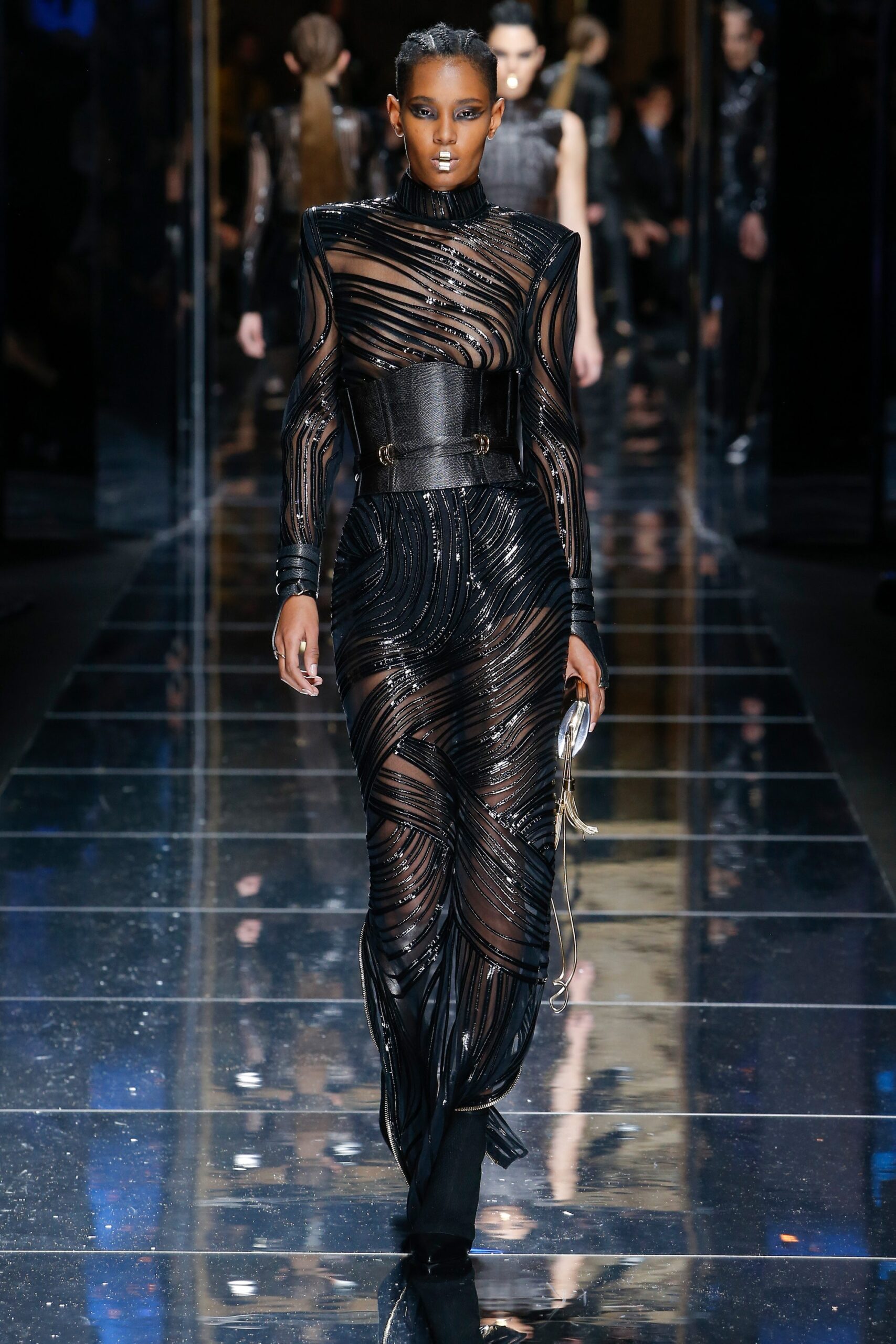 black fitted silk gown