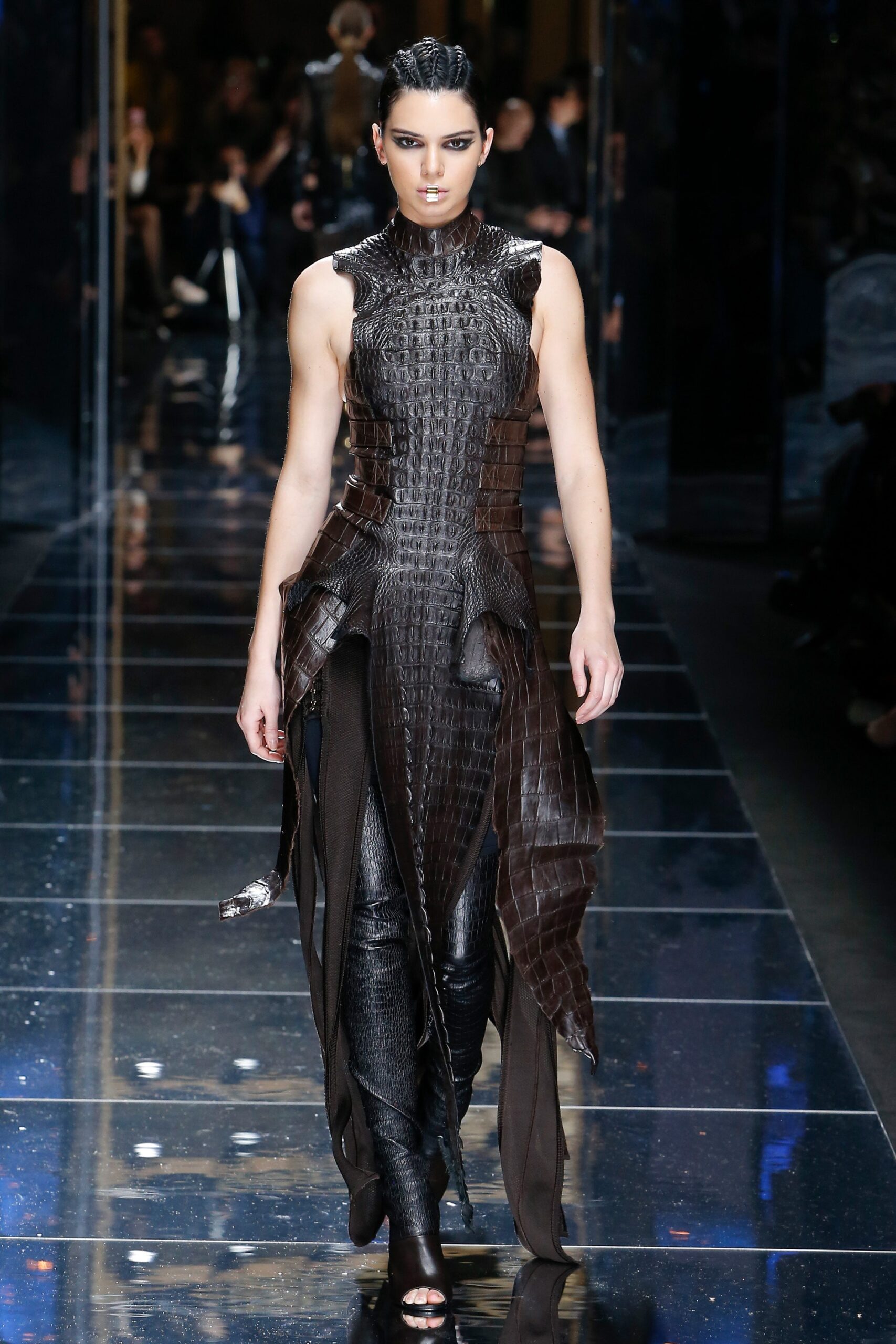 black leather fitted dress and pants