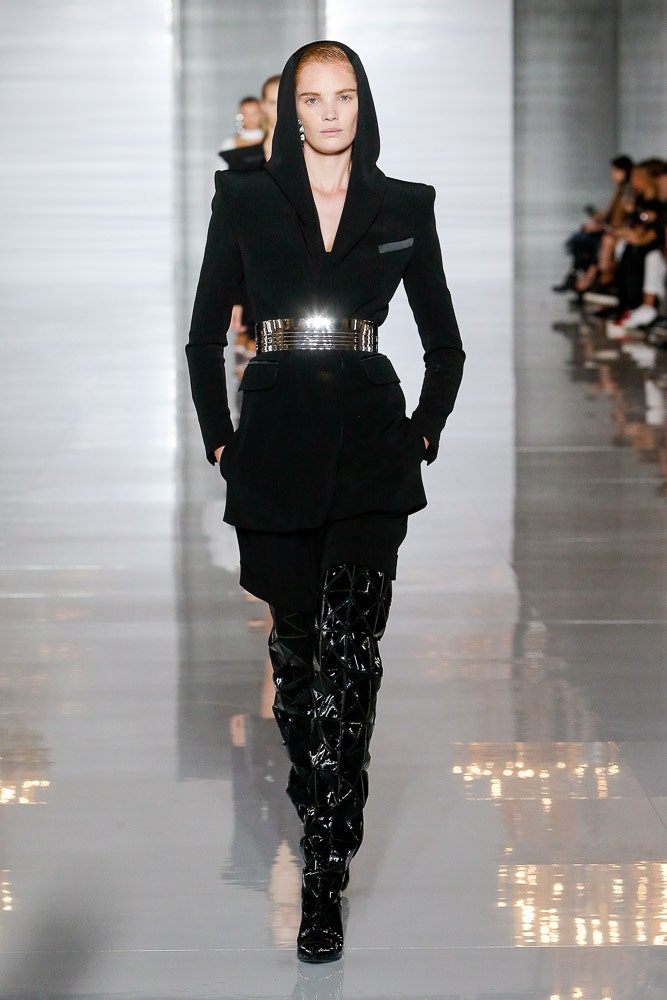 black fitted blazer and pants