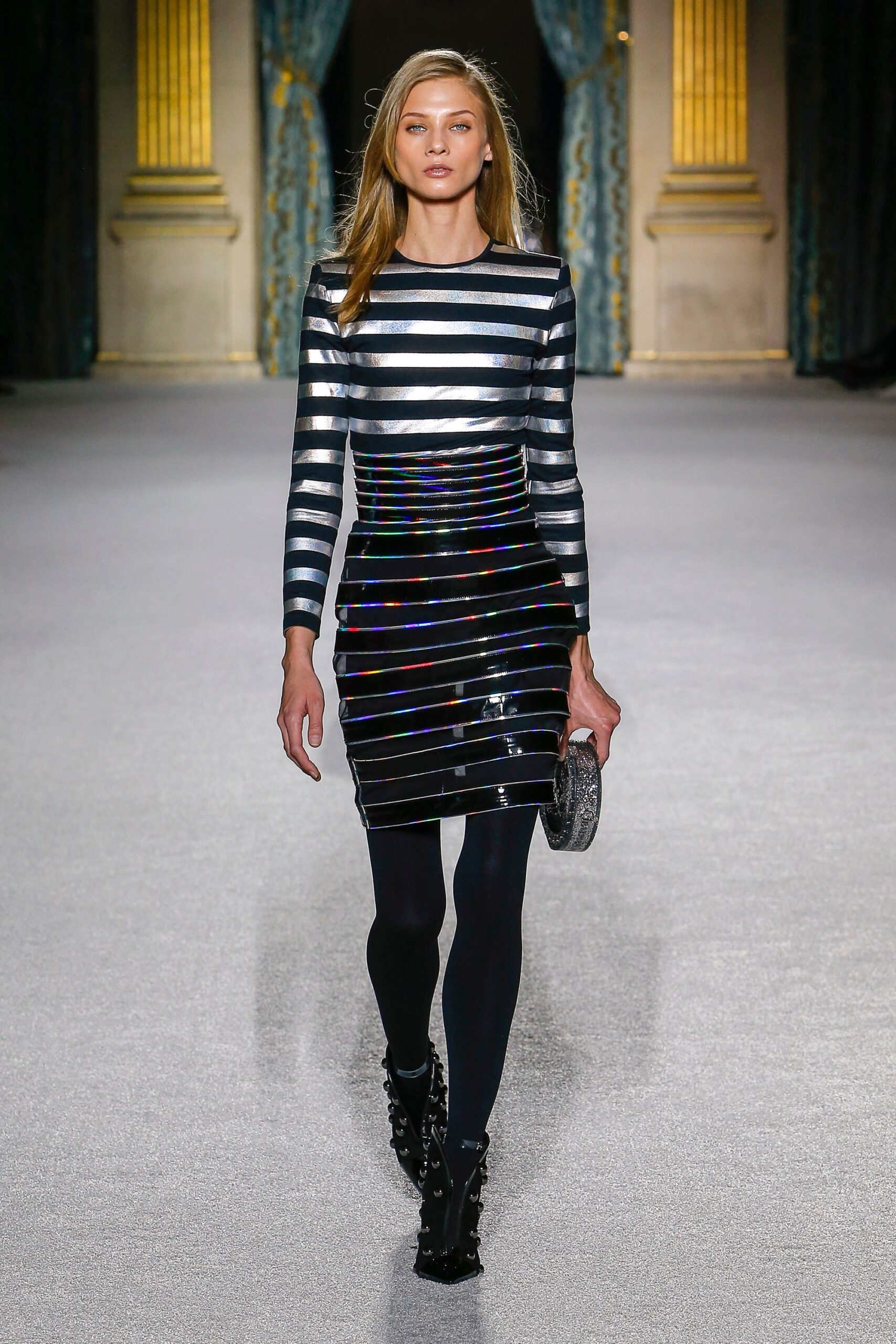 black and white striped mini dress