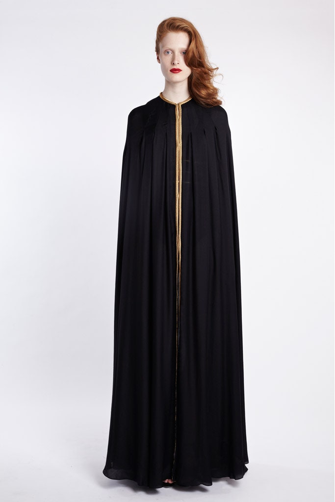 black silk relaxed cape