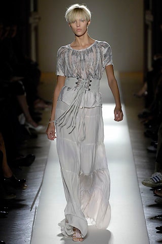 white silk draped maxi dress
