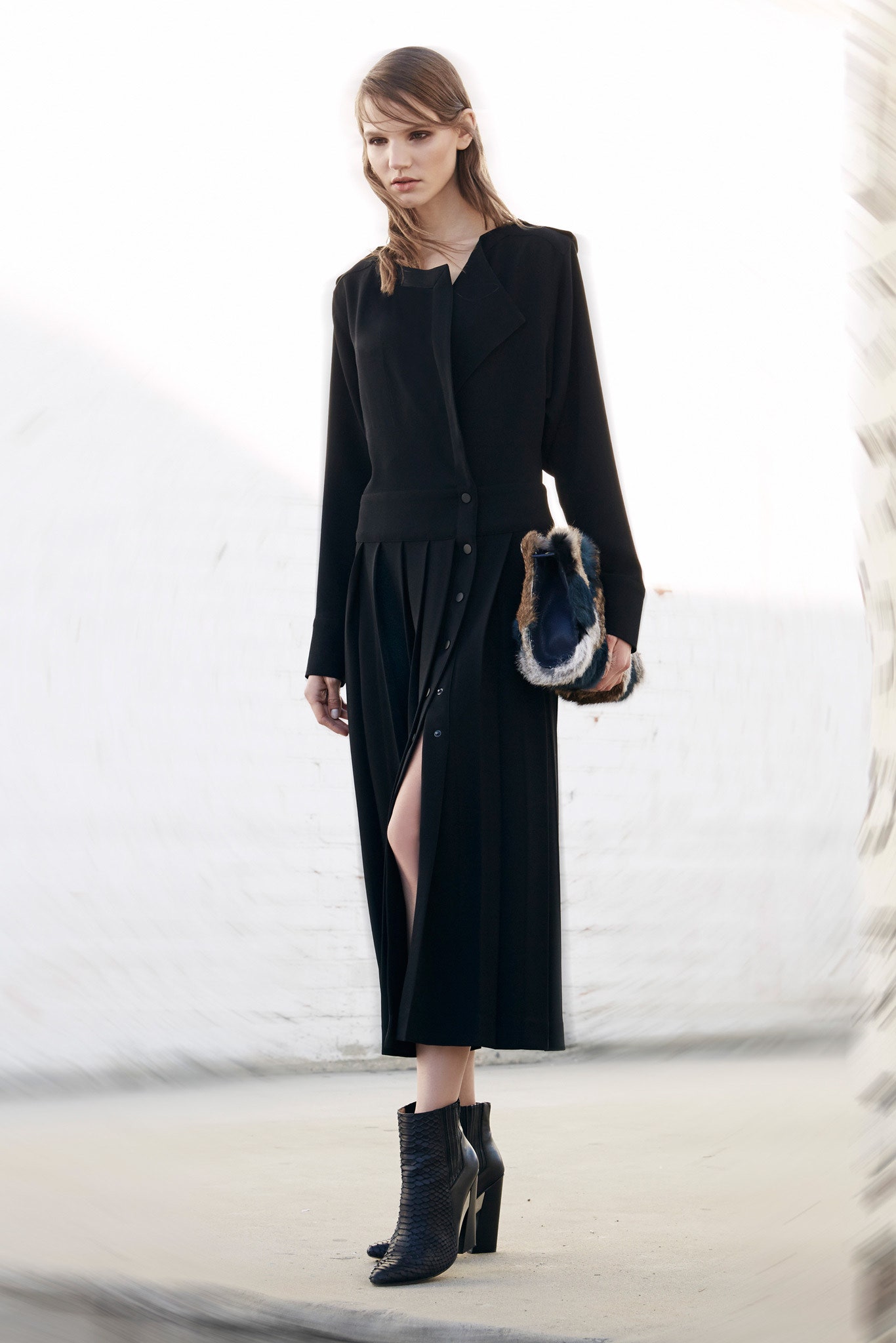 black fitted midi dress