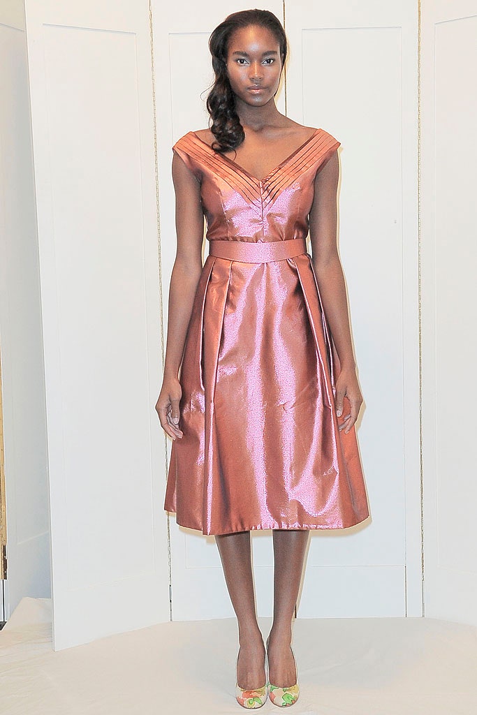 fitted rose metallic sleeveless dress