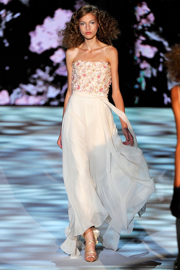 white silk strapless gown