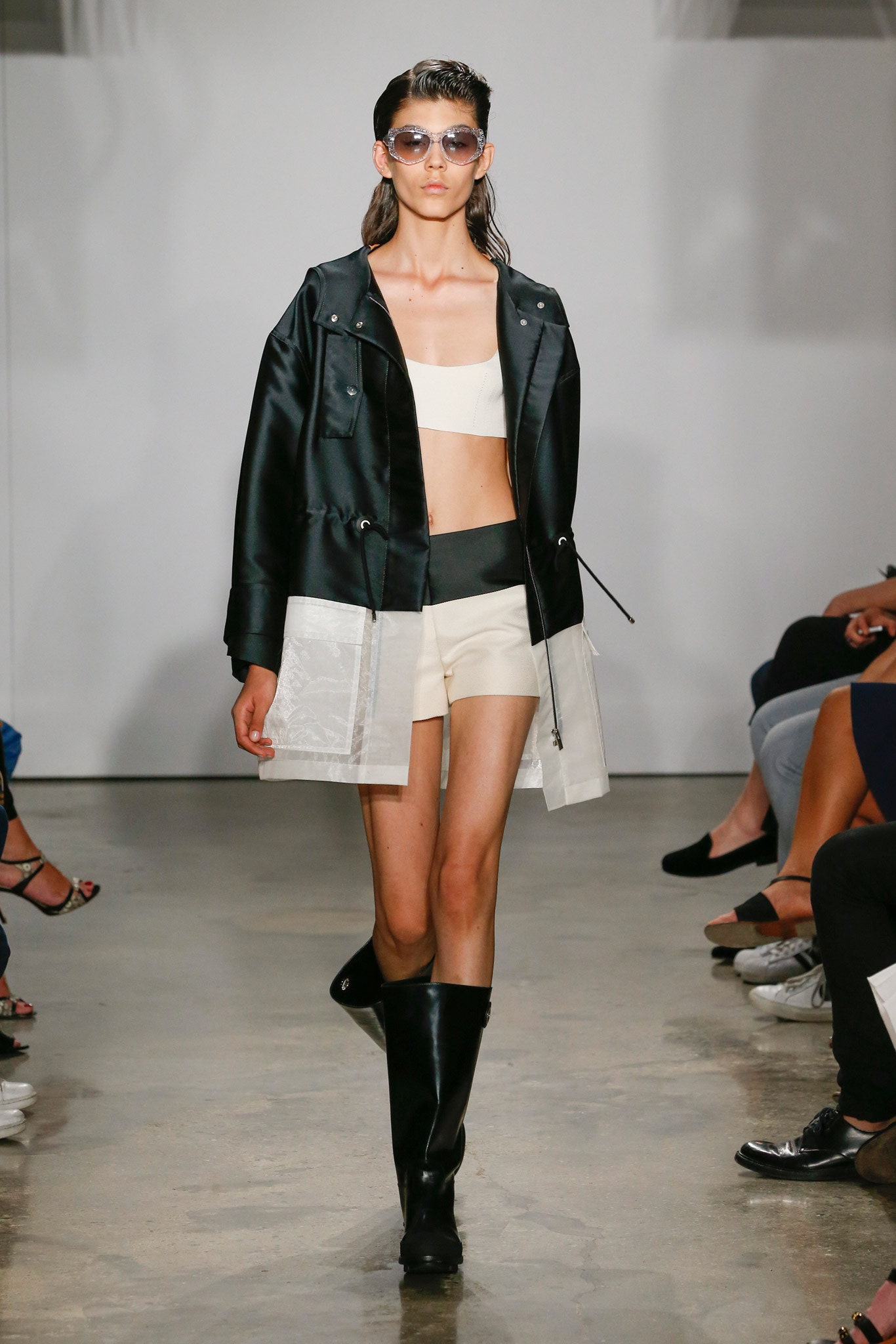 black oversized jacket with crop top