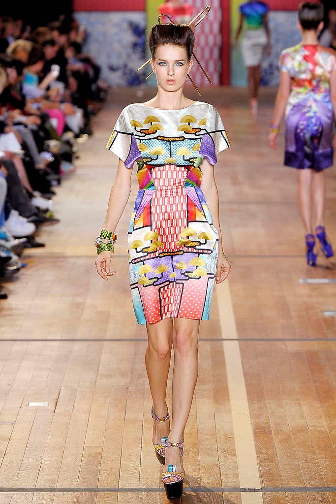 multi-colored printed mini dress