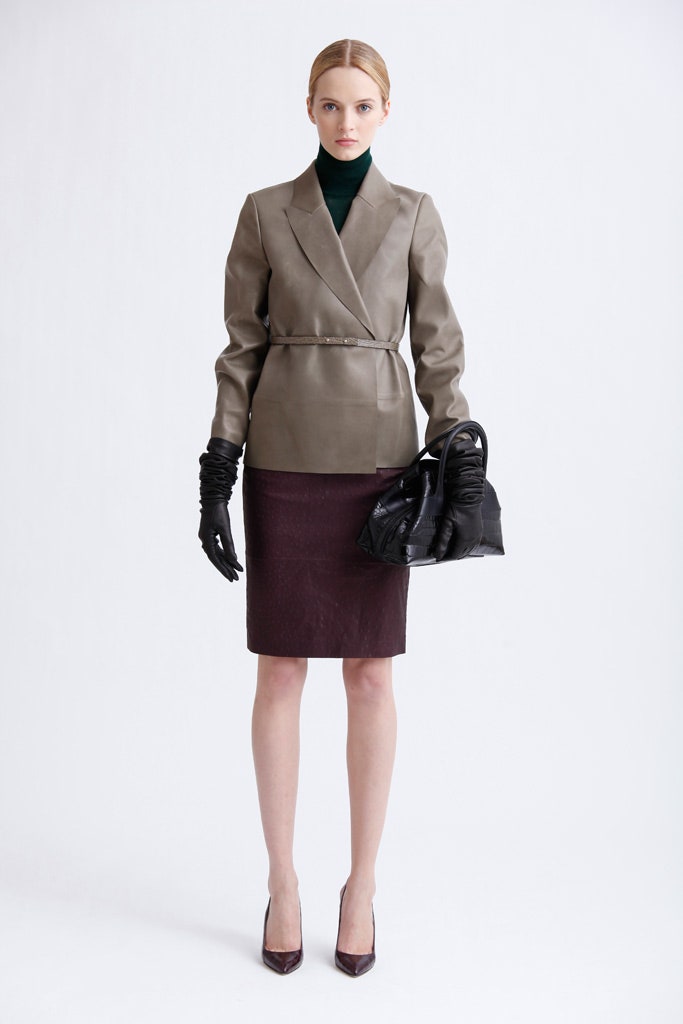 tailored gray leather blazer