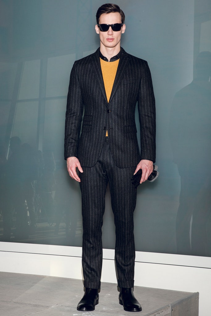black striped tailored suit