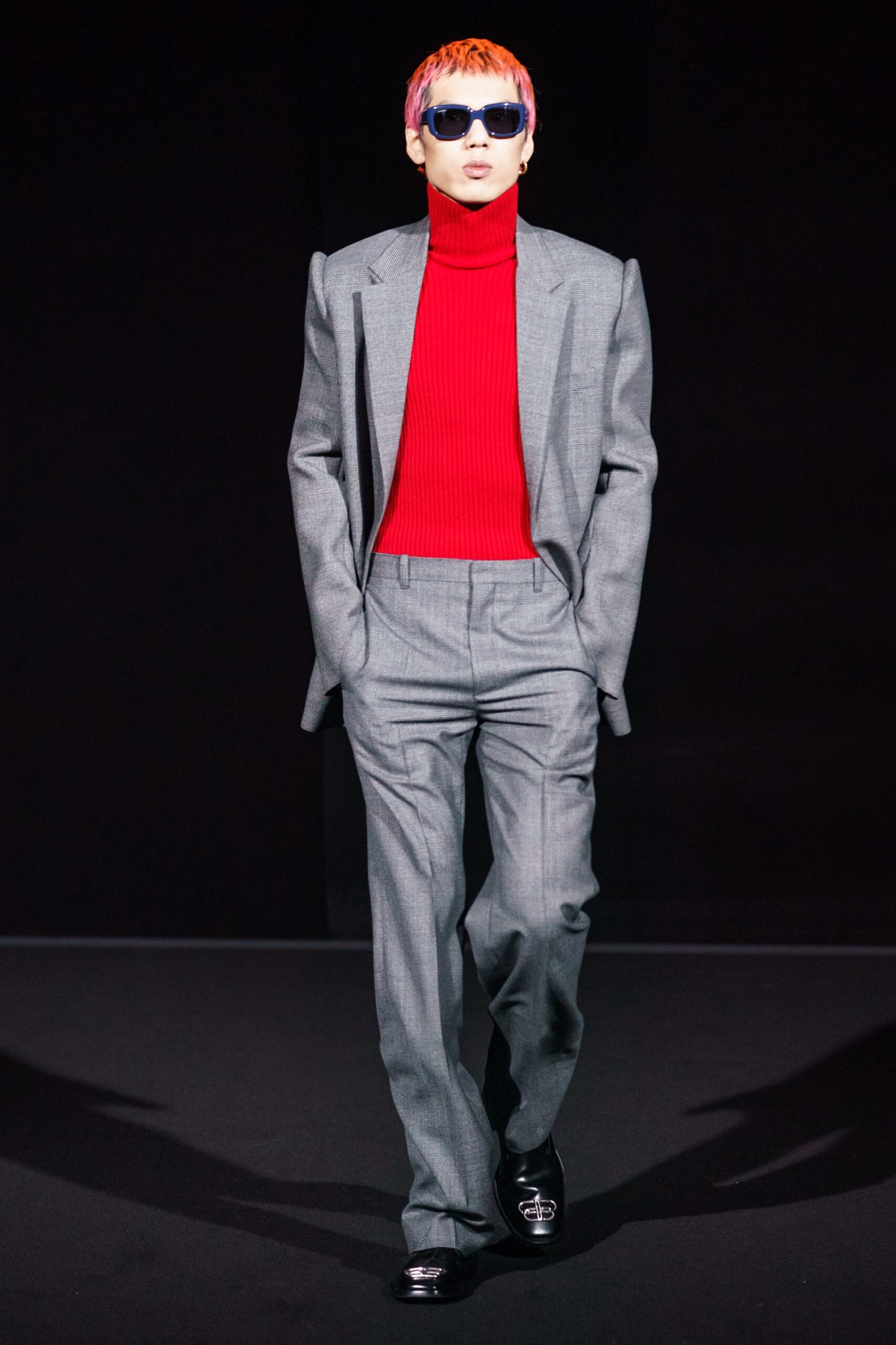 red knit turtleneck fitted top