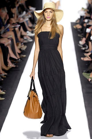 black maxi dress with accessories