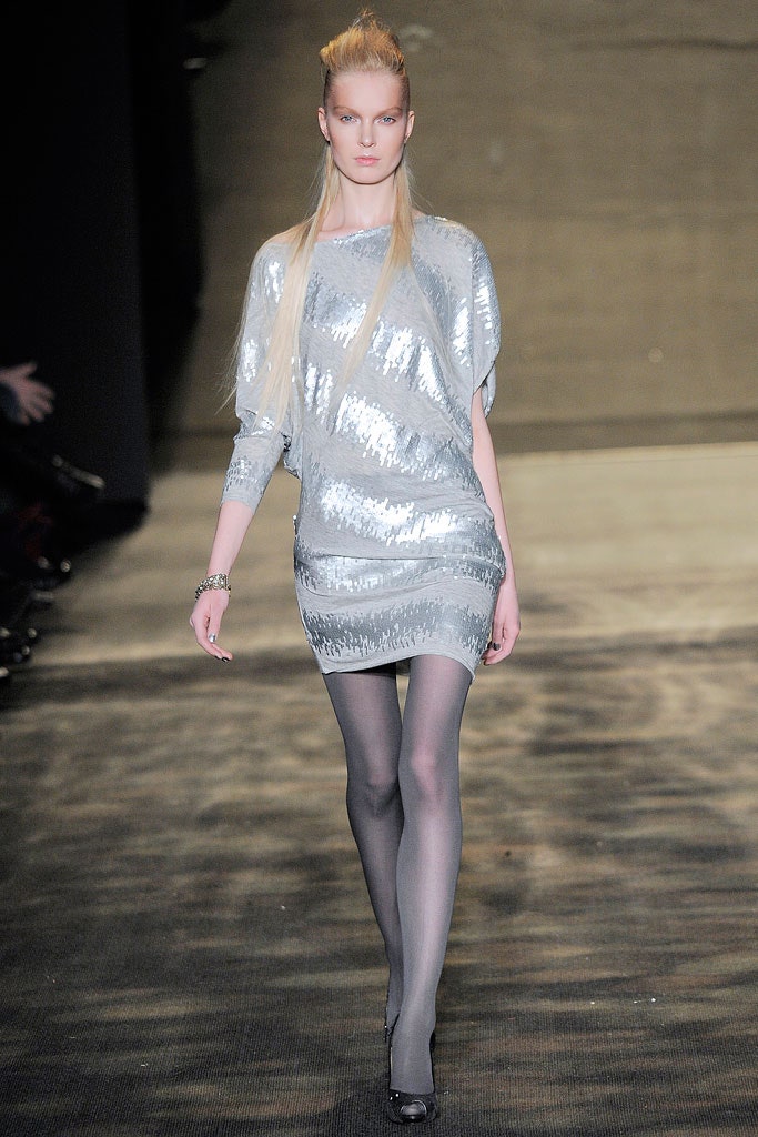 silver sequined fitted dress