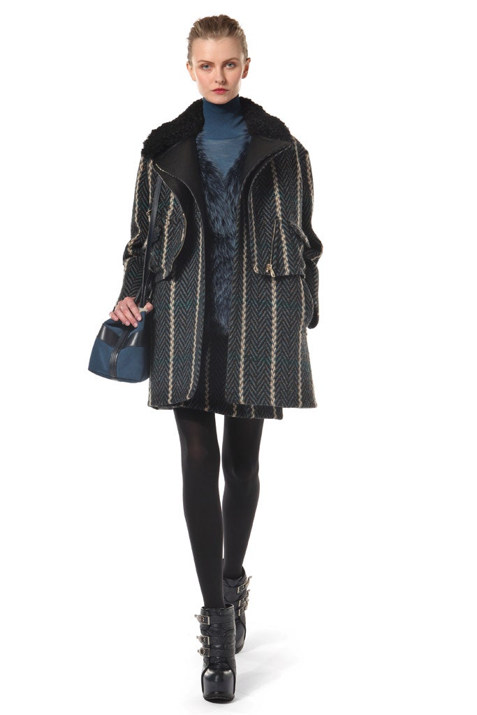 black and blue striped coat