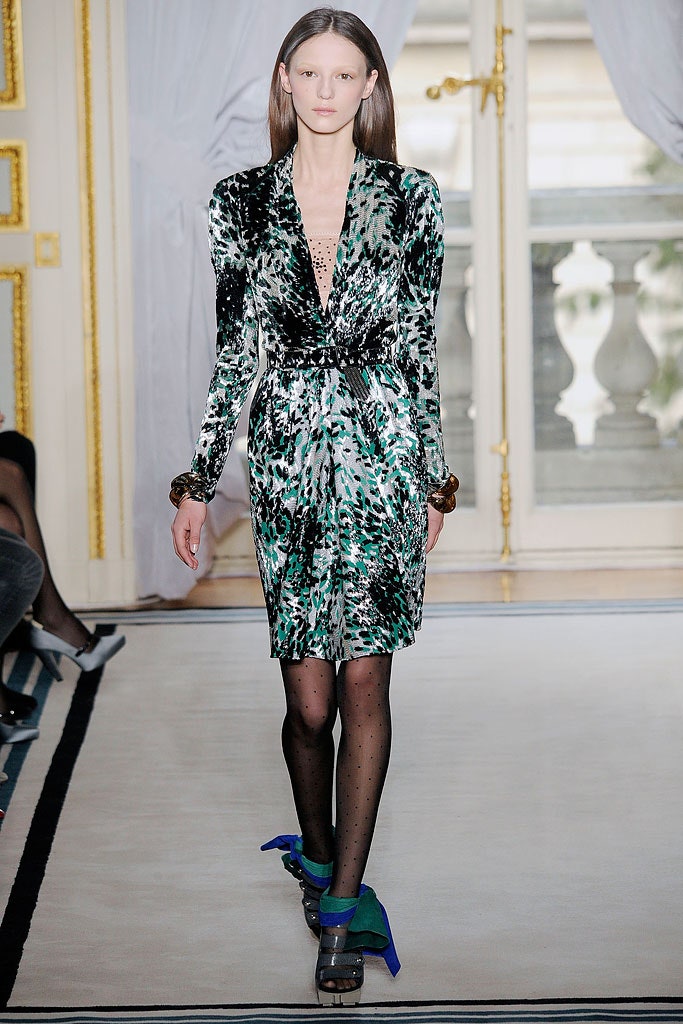 green black silk fitted dress