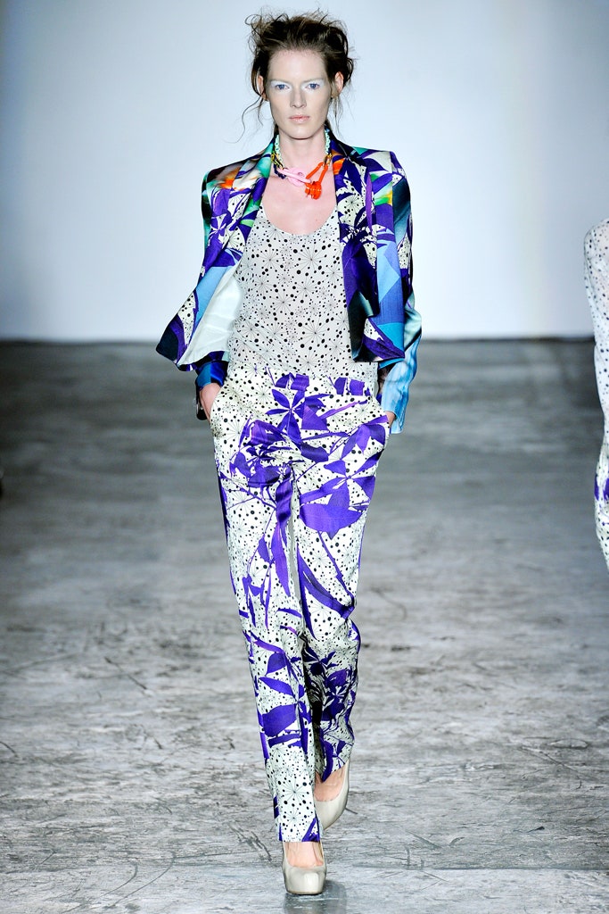 colorful printed silk suit