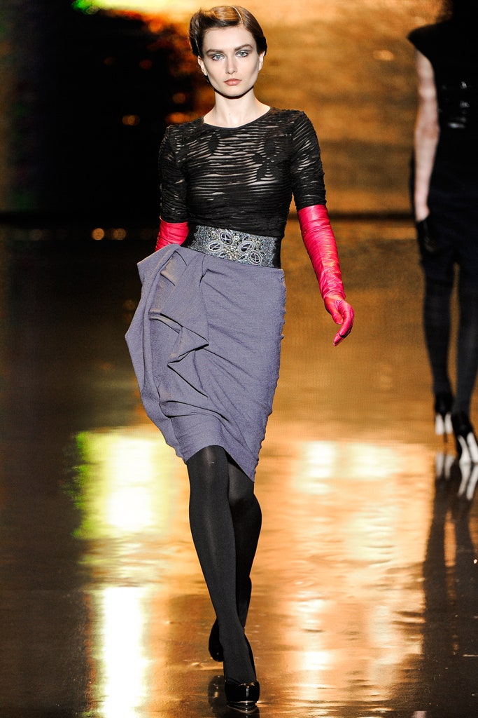 gray cotton asymmetric fitted draped skirt