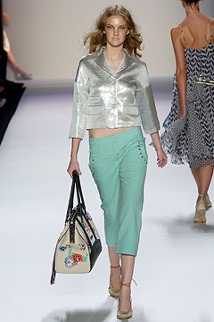 silver fitted jacket with mint pants