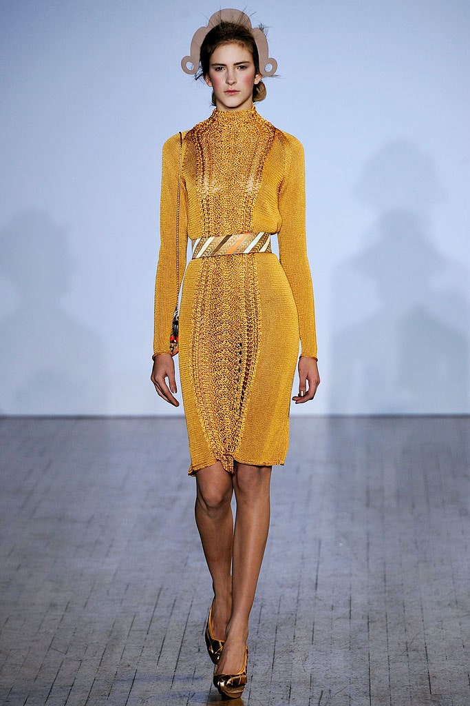 fitted yellow knit midi dress