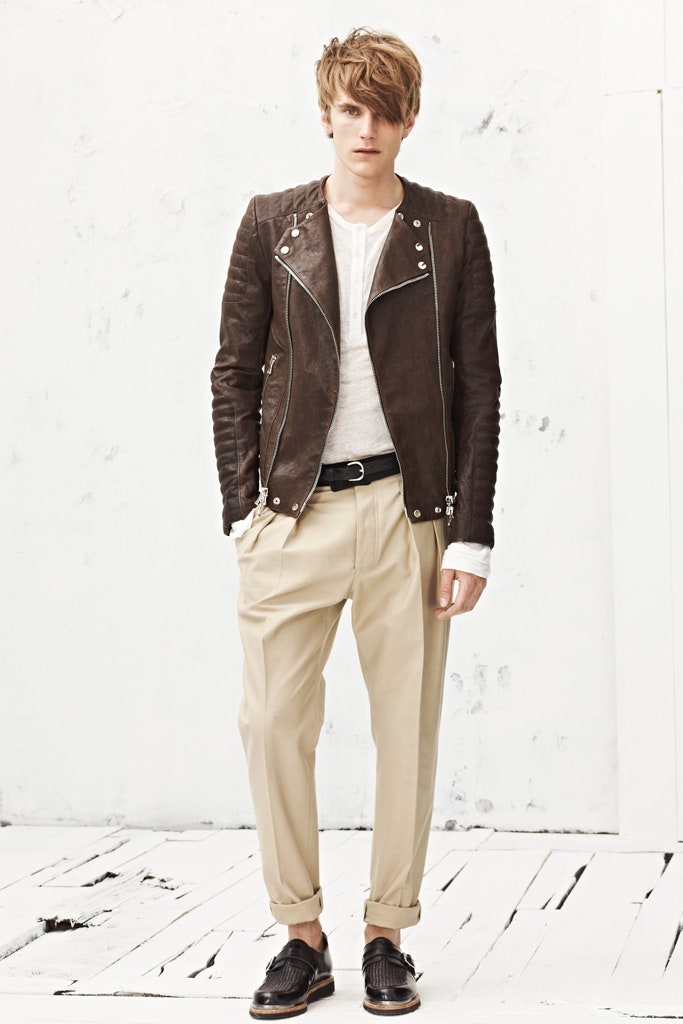 brown leather fitted jacket