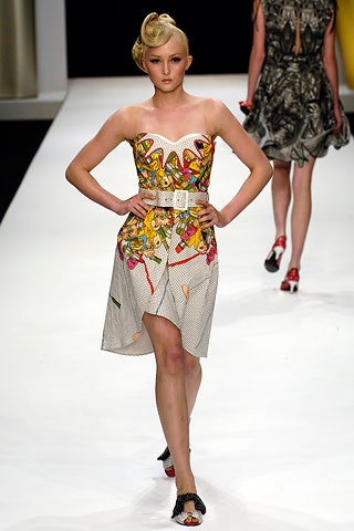 white multi-colored strapless dress