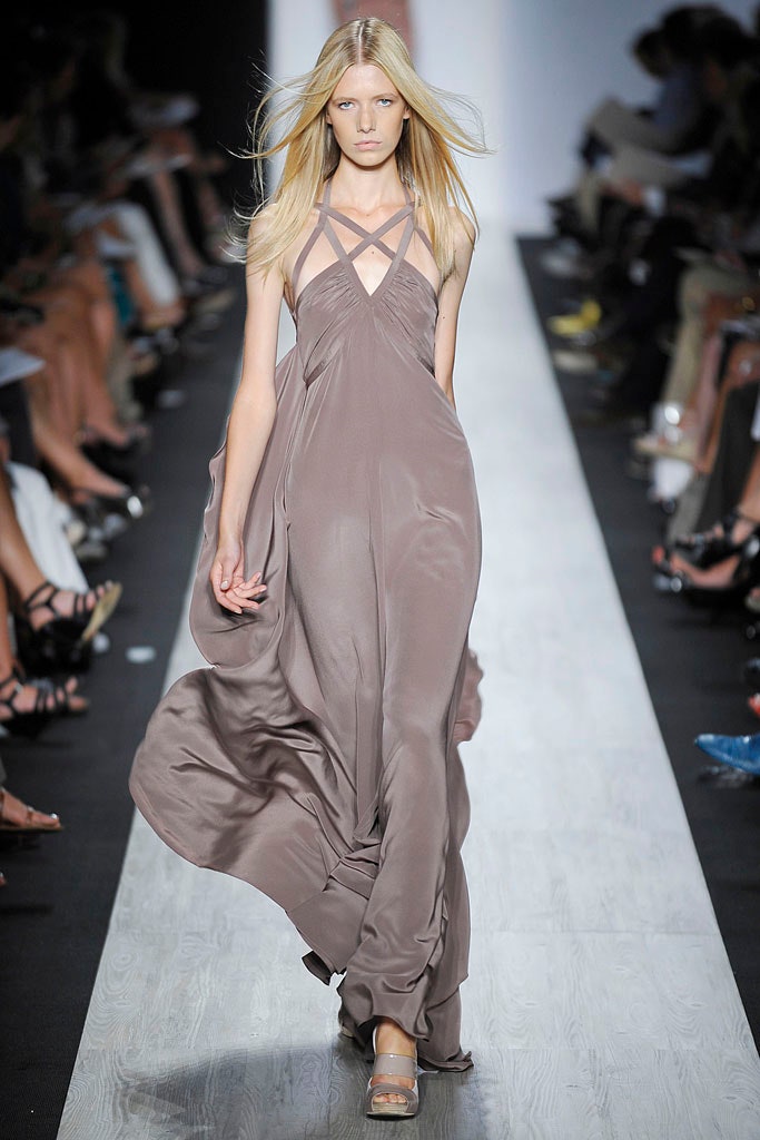 brown silk sleeveless gown