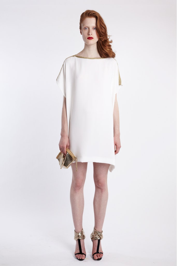 white relaxed silk dress