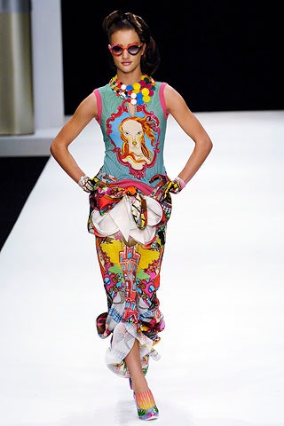 multi-colored printed midi dress