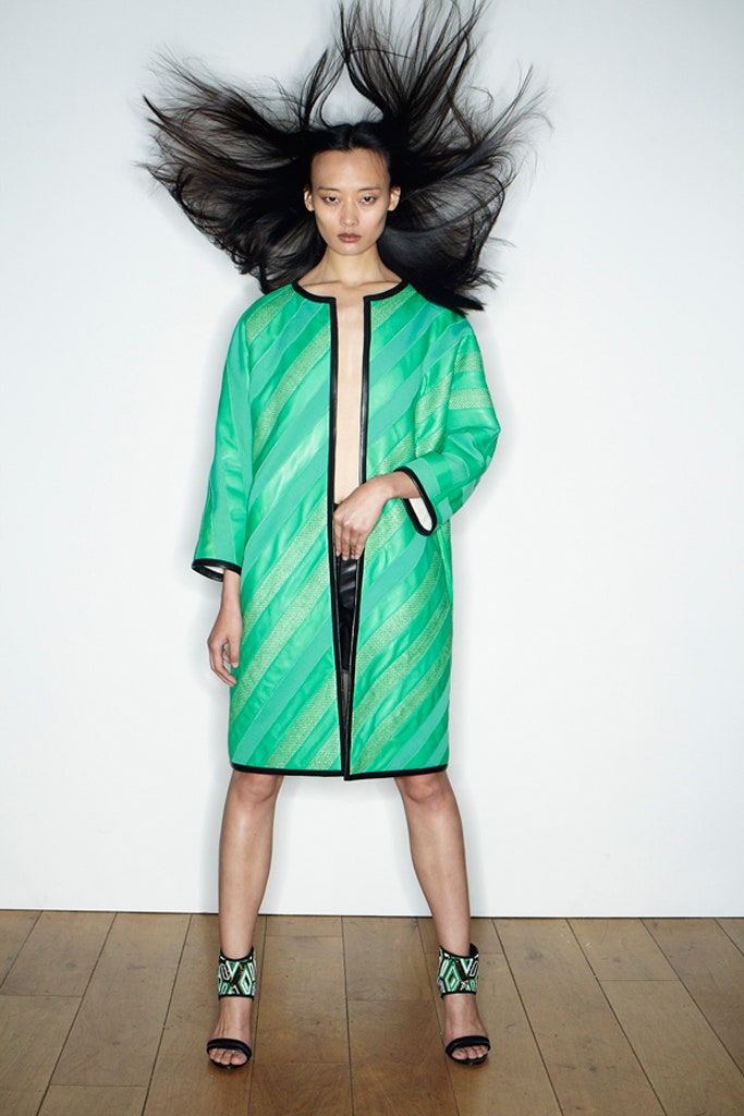 green silk relaxed coat