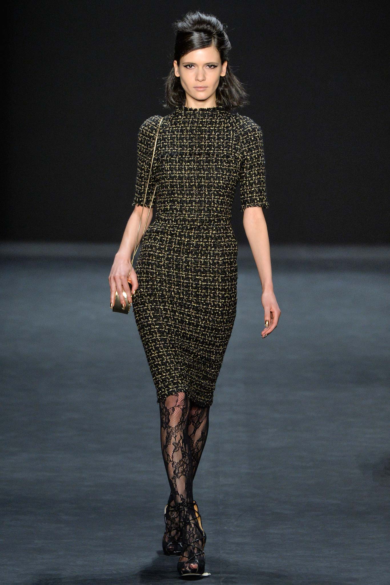 black and gold fitted midi dress