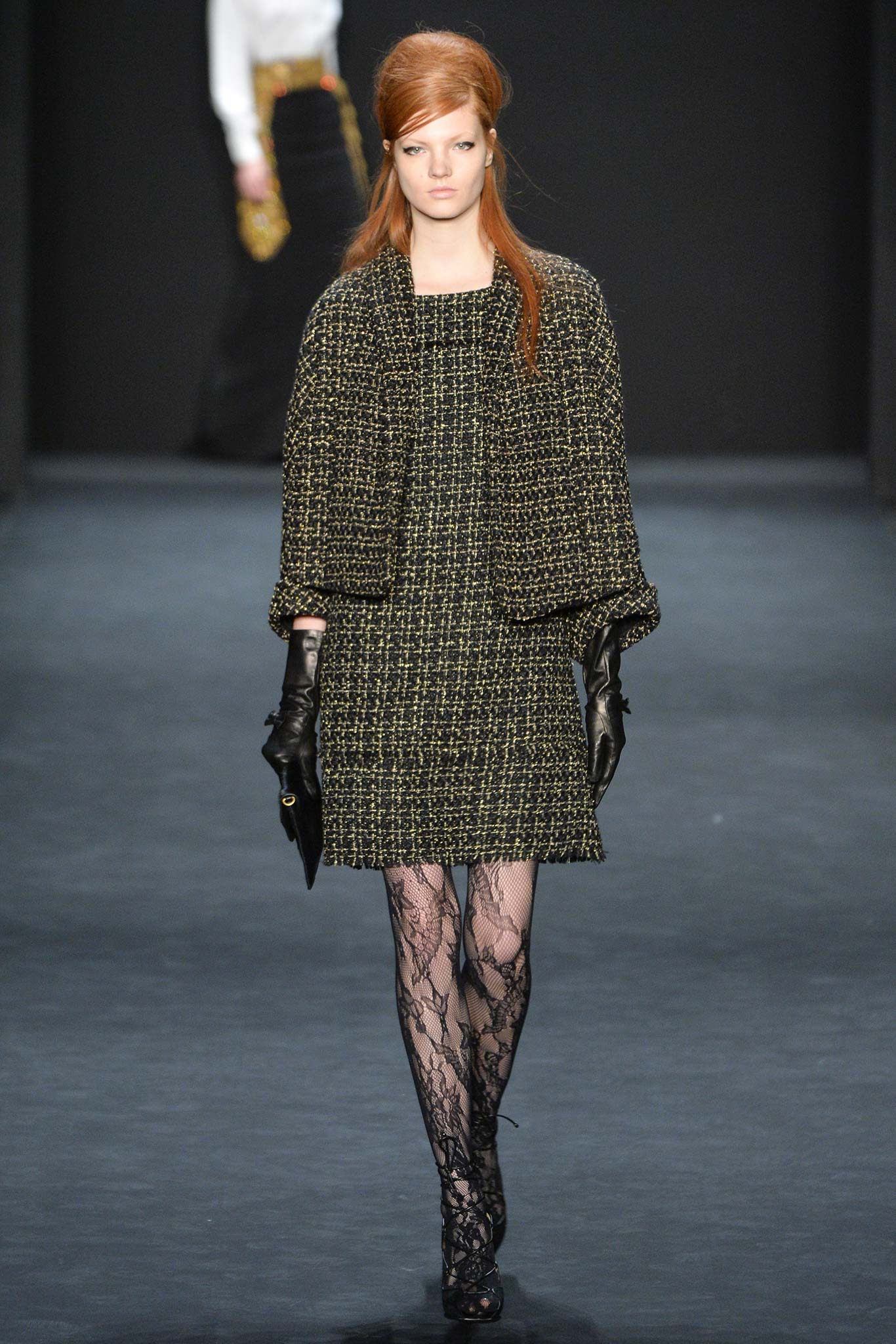 black gold tweed mini dress