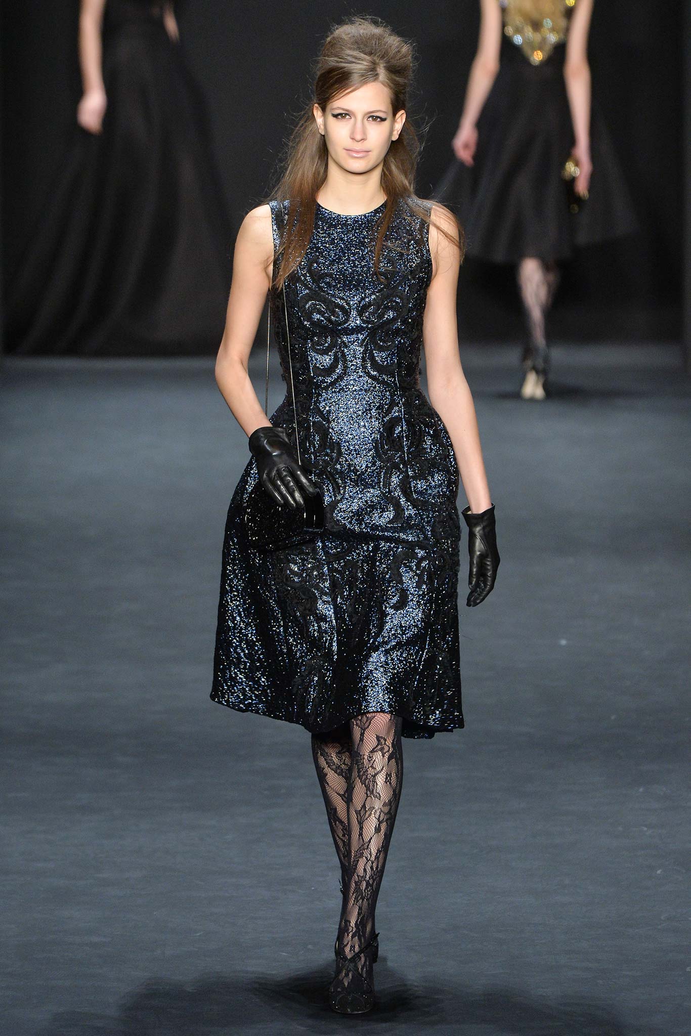 black and blue embellished dress