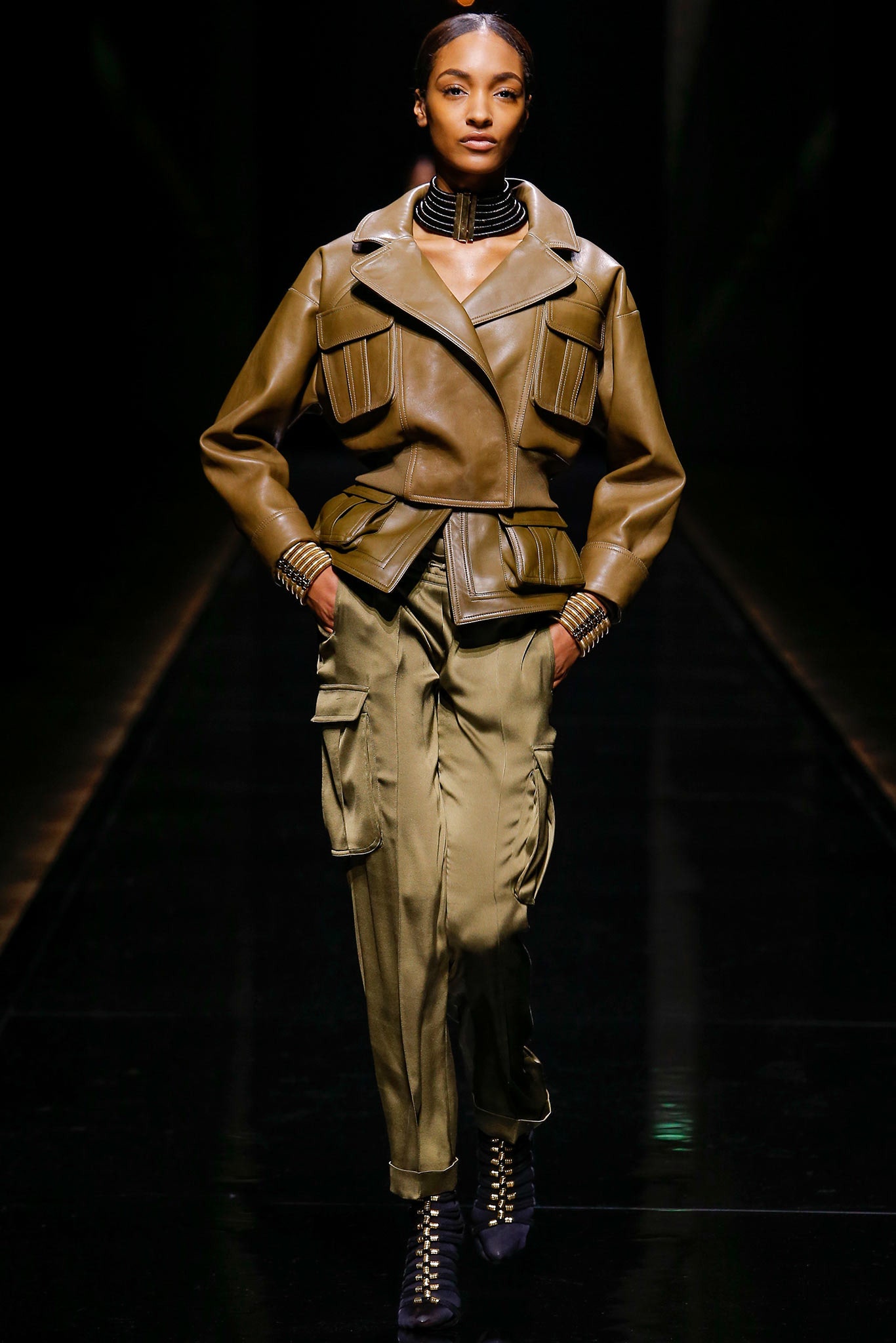 brown leather fitted jacket