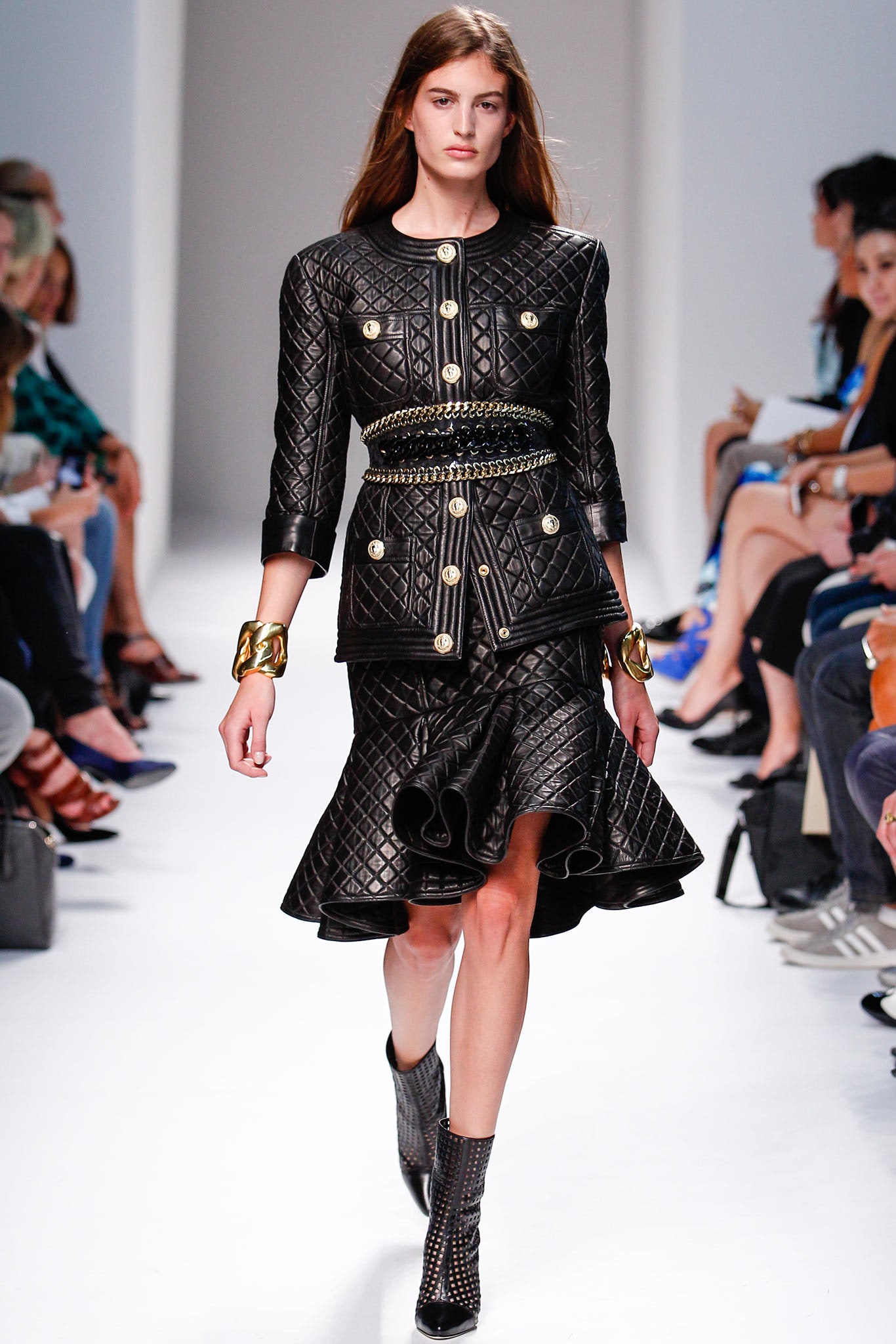 black leather fitted dress