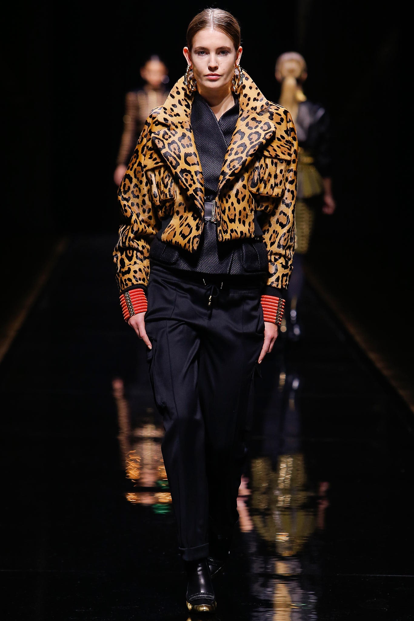 brown animal-print leather jacket