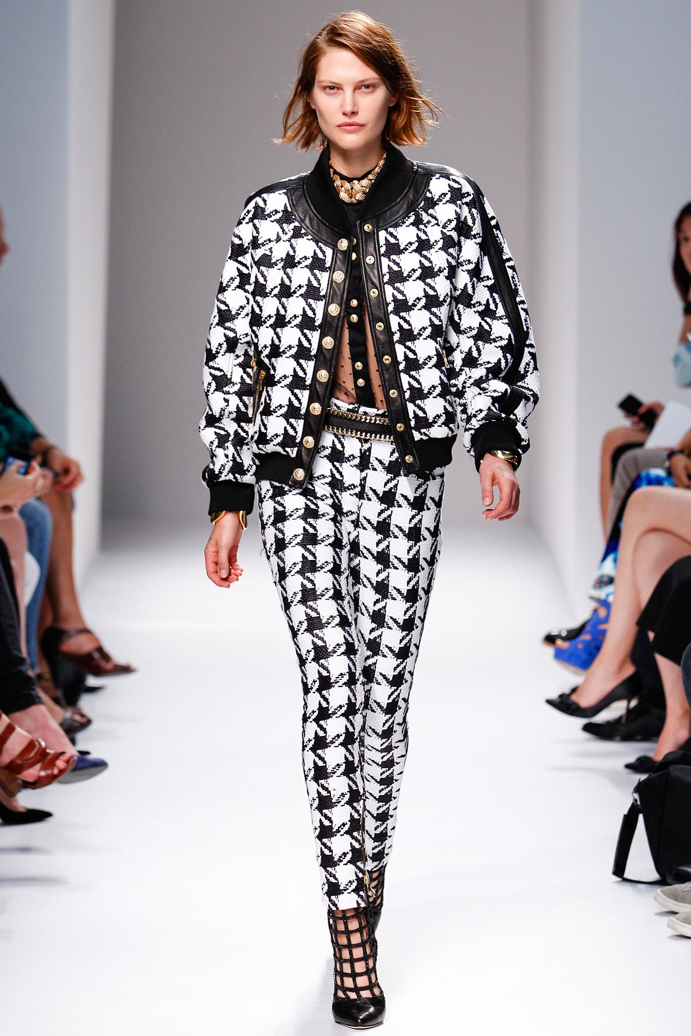 black and white printed jacket and pants
