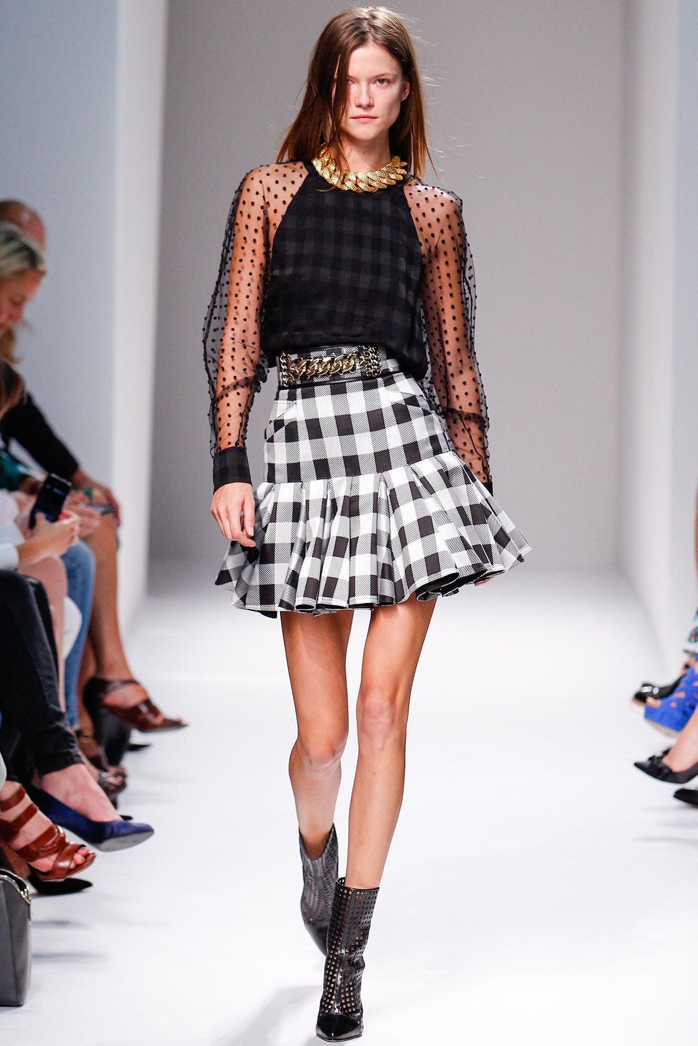black and white checked mini skirt