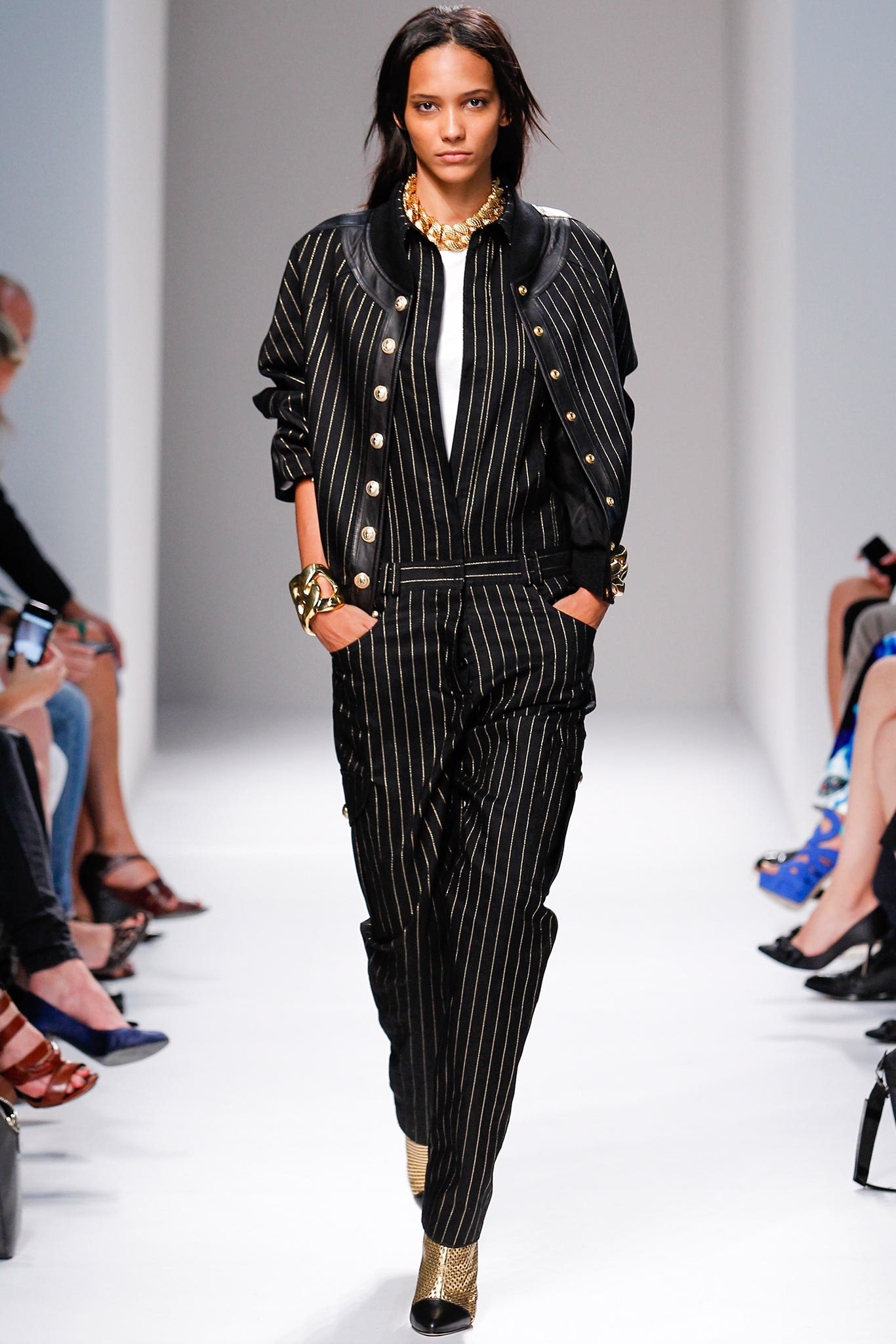 black fitted jacket with tailored pants