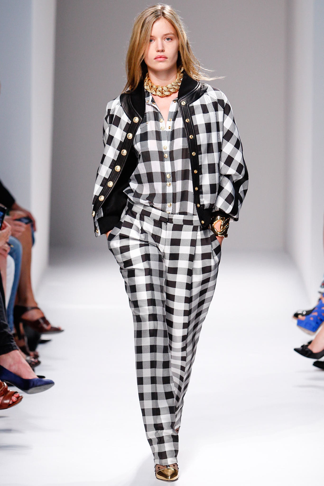 black and white checked outfit