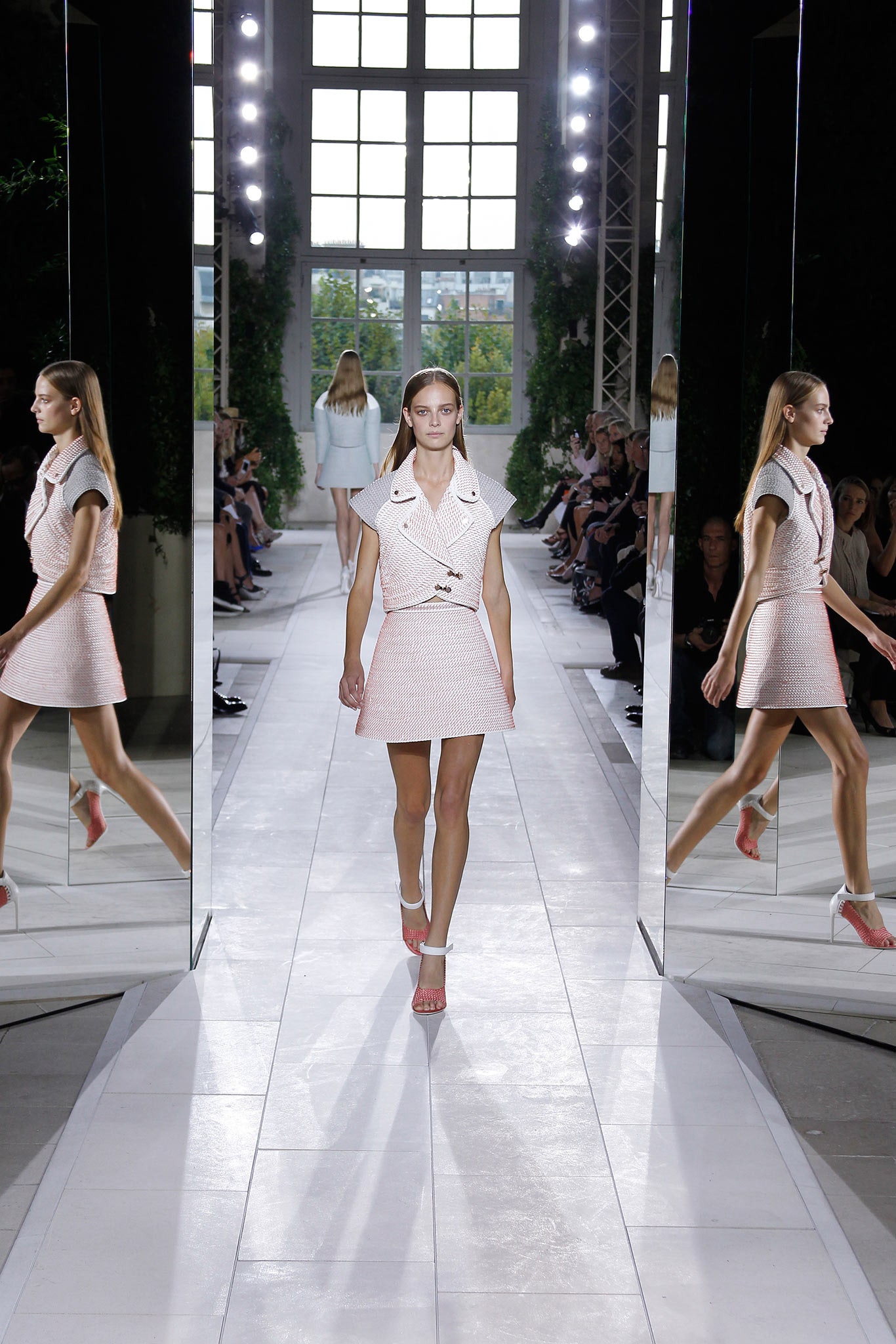 fitted pink pleated dress