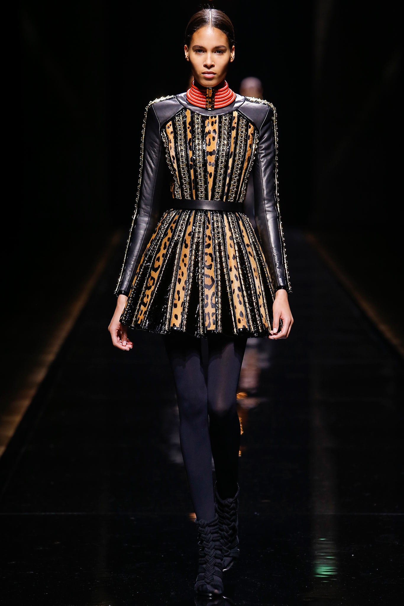 black and gold pleated dress