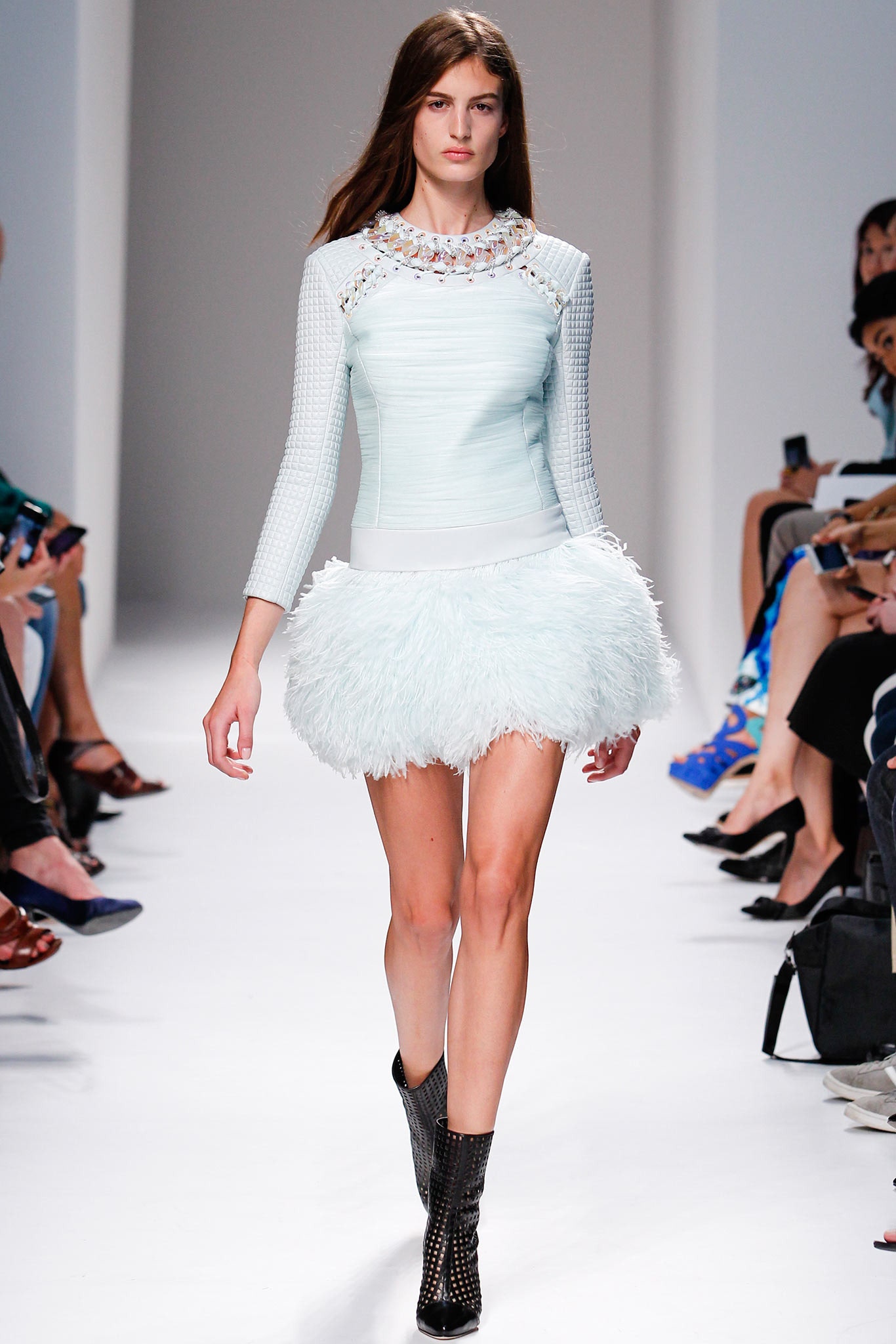 light blue feather mini dress