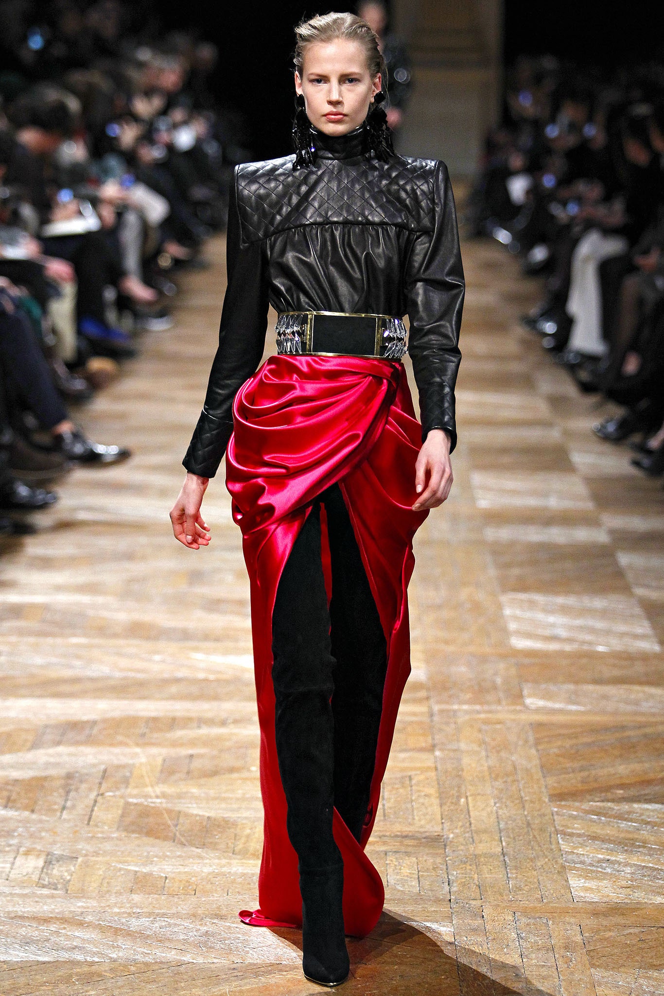 black leather midi dress