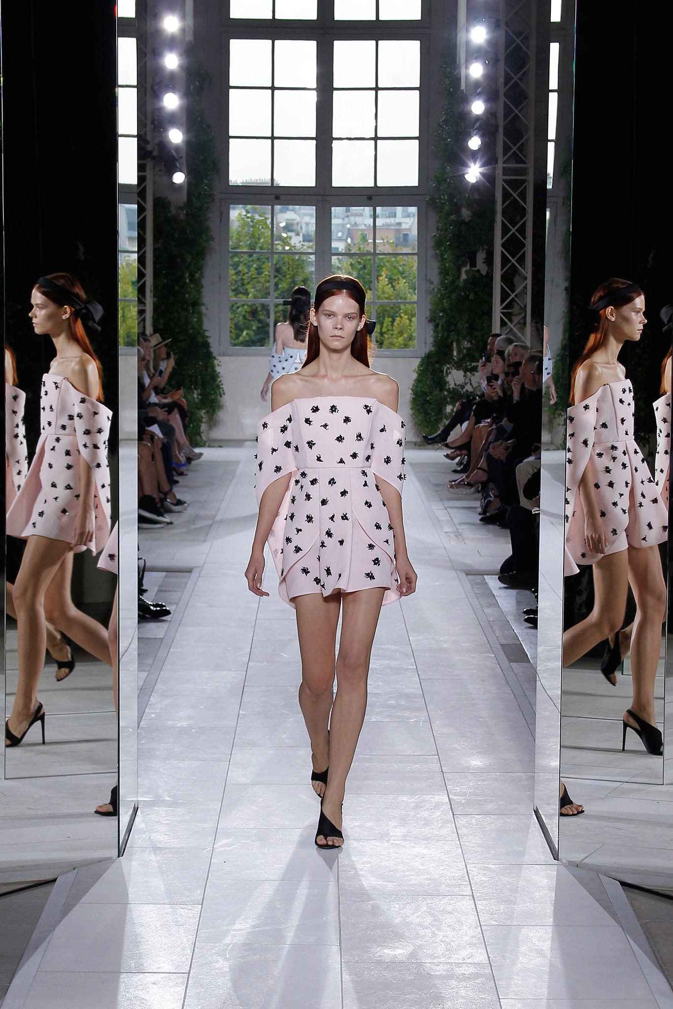 pink off-shoulder fitted romper