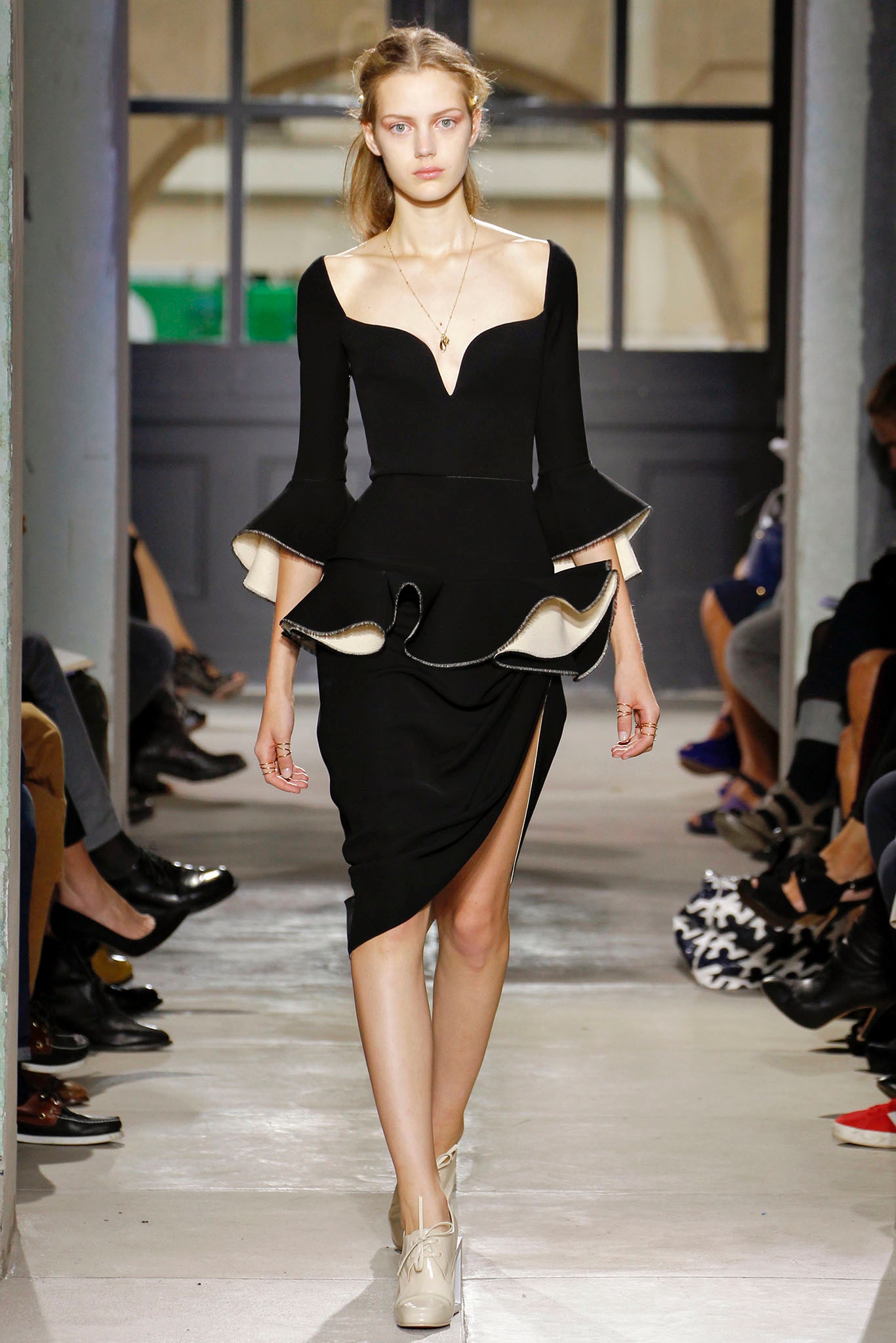 black fitted midi dress