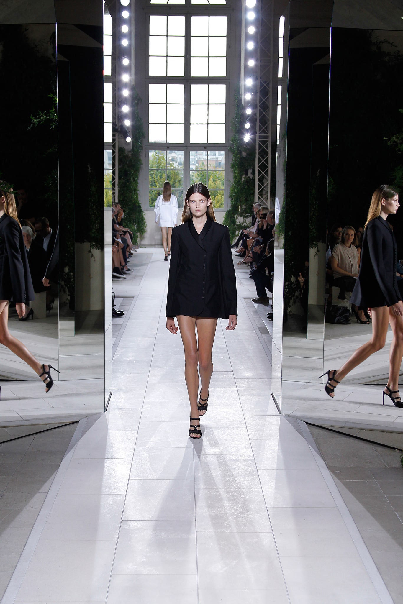 black fitted blazer and shorts