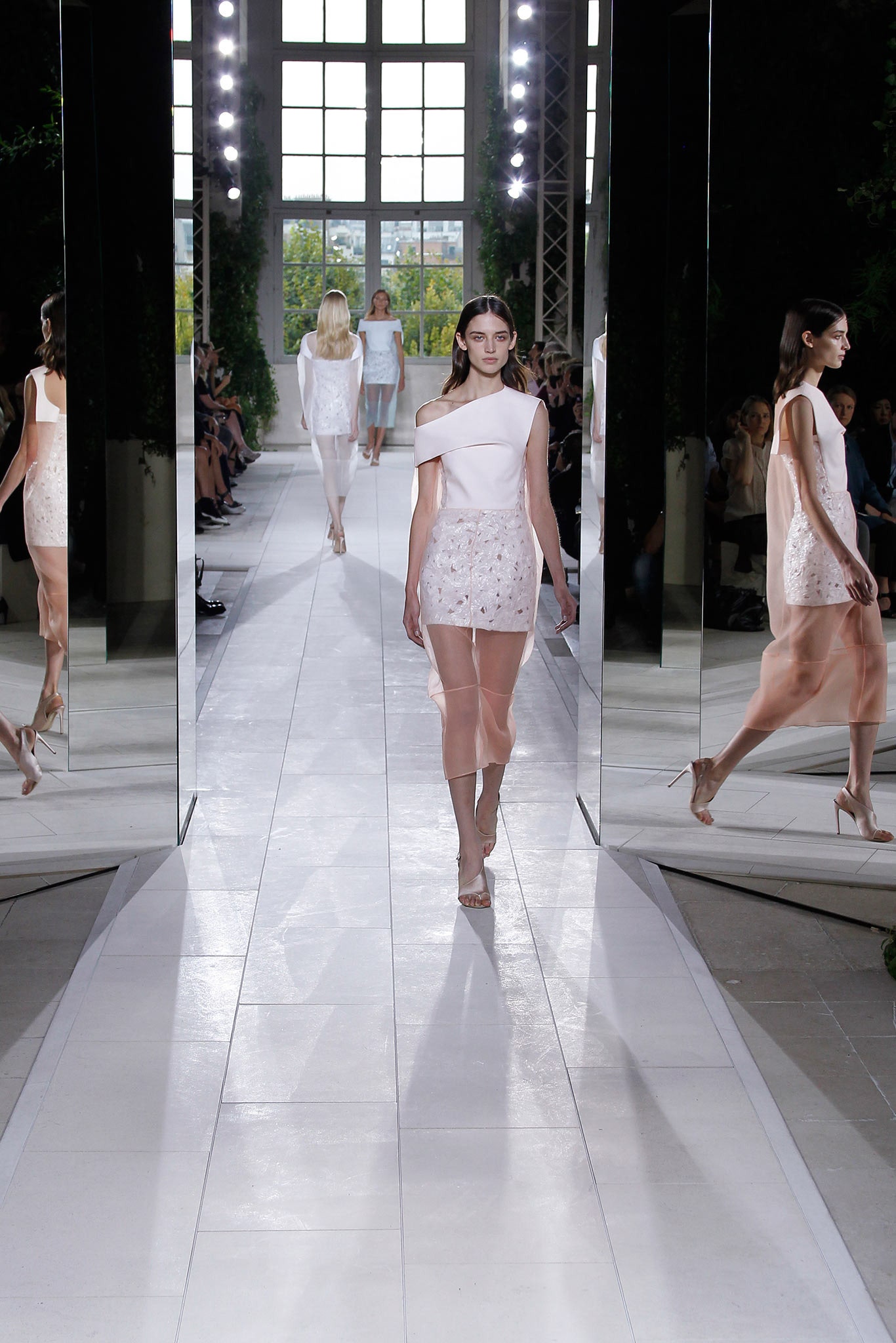 white silk off-shoulder mini dress