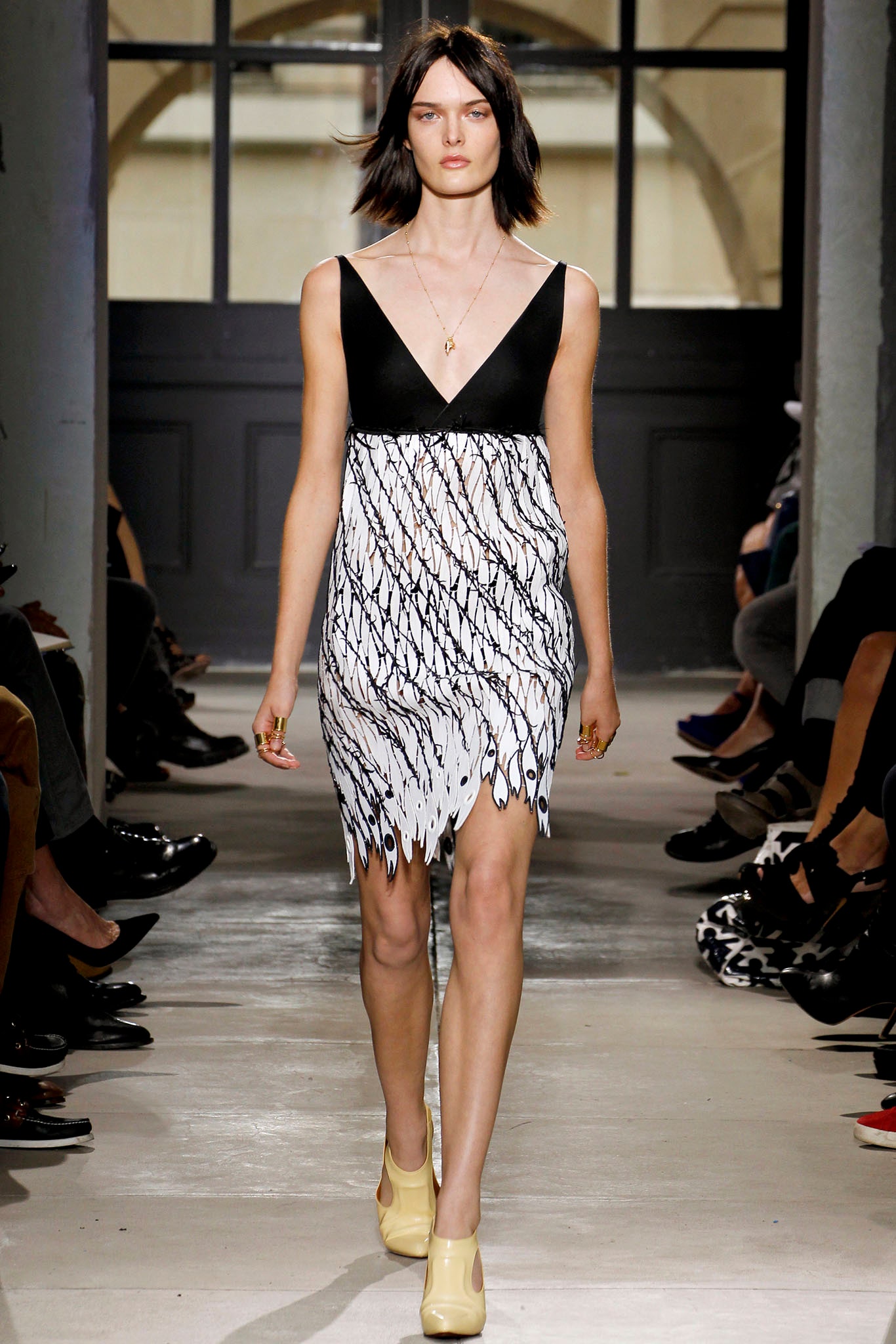 black and white draped mini dress