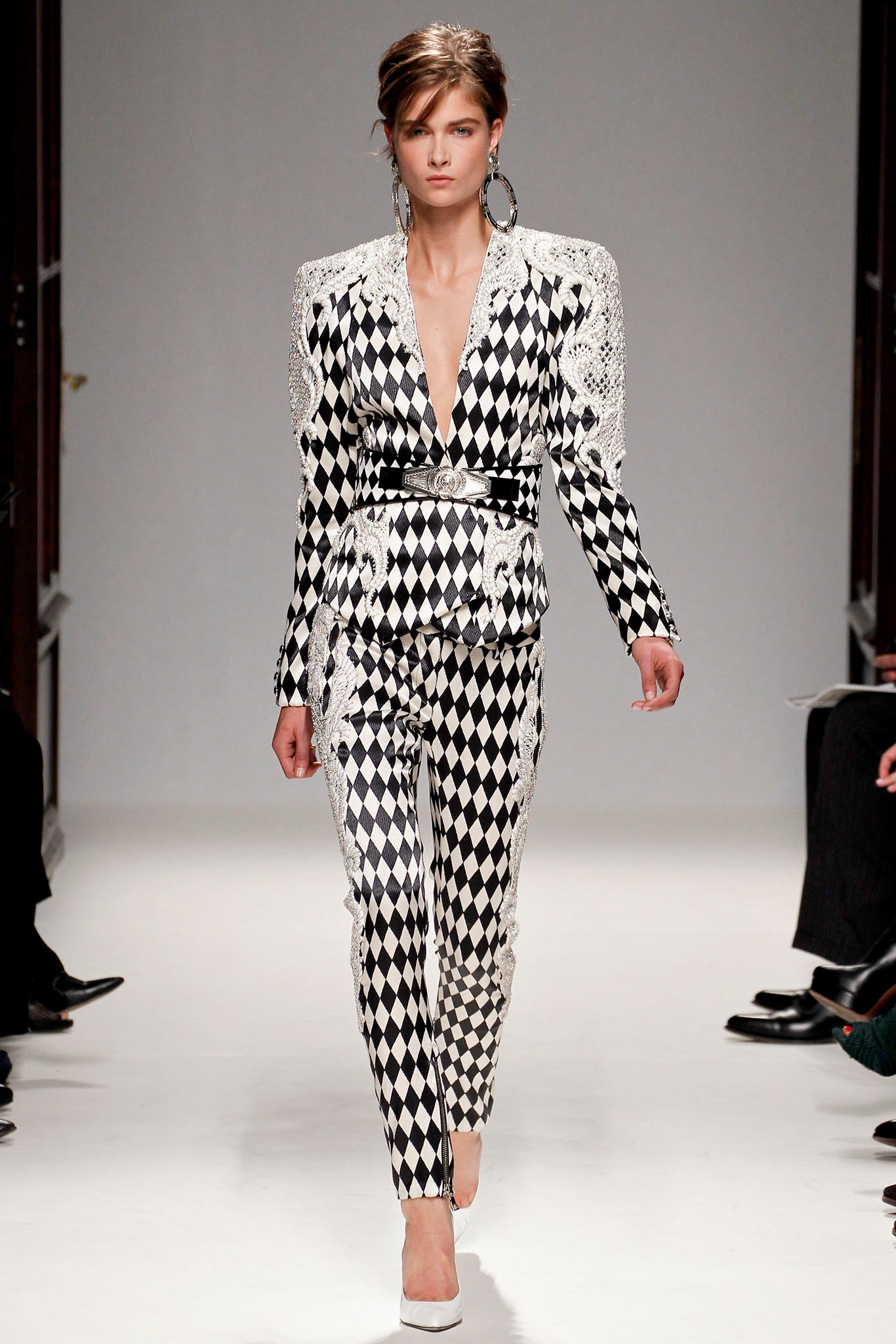 black and white printed suit